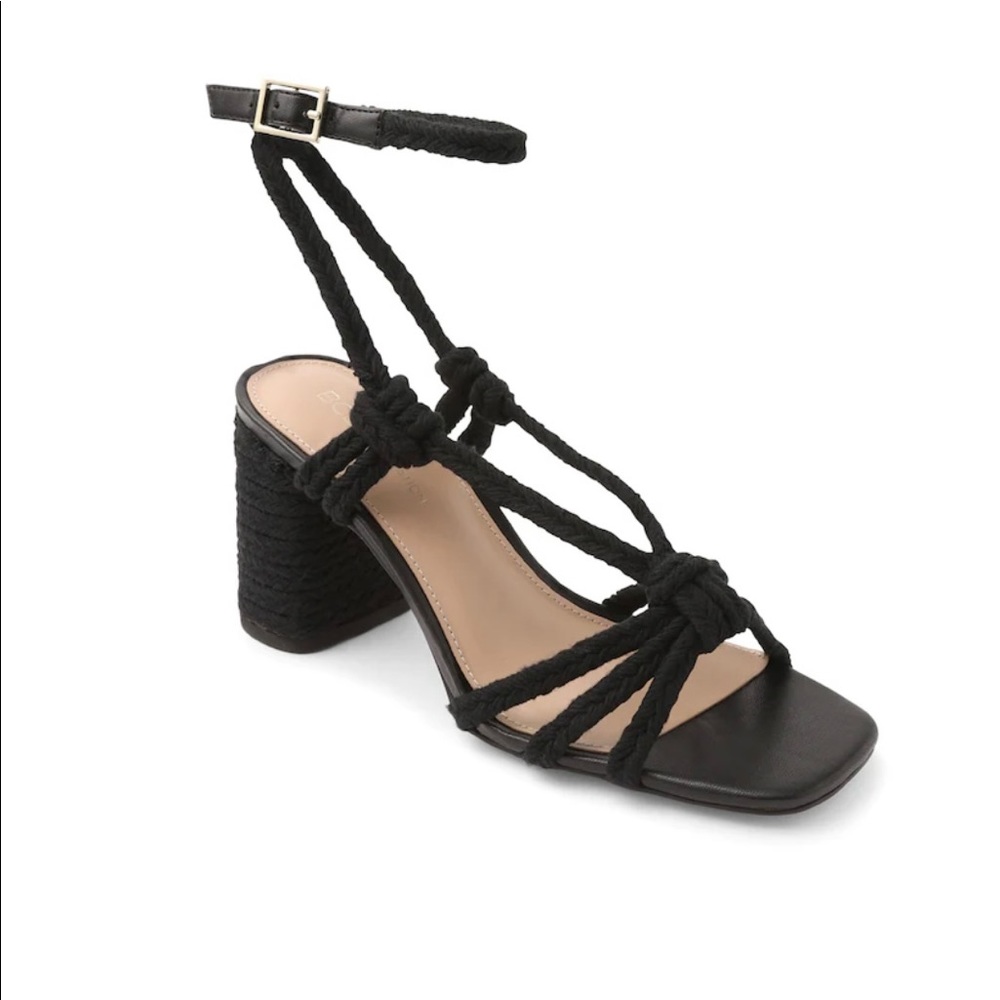Bcbg Black Jute Summer Spring Texa Sandal Heel thick heel